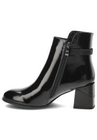 Czarne Botki S.Barski Eleganckie Obuwie Damskie. Okazja: na co dzień. Kolor: czarny. Materiał: skóra ekologiczna. Obcas: na obcasie. Styl: elegancki. Wysokość obcasa: średni