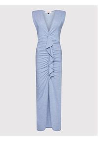 Kontatto Sukienka wieczorowa M1218 Niebieski Slim Fit. Kolor: niebieski. Materiał: wiskoza. Styl: wizytowy #4