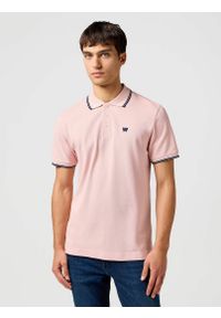 Wrangler - MESKA KOSZULKA WRANGLER POLO SHIRT SILVER PINK 112362688. Typ kołnierza: polo #1
