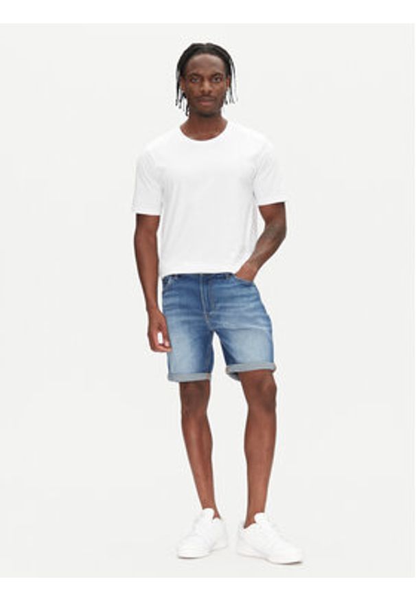 Lee Szorty jeansowe Rider 112363925 Niebieski Slim Fit. Kolor: niebieski. Materiał: bawełna