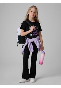 4f - 4F T-shirt regular z nadrukiem dziewczęcy - czarny 152 (11-12 lat). Okazja: na co dzień. Kolor: czarny. Materiał: dzianina, bawełna. Wzór: nadruk. Sezon: lato. Styl: casual #2