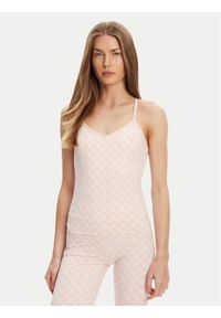 Guess Top V5YP11 MC03W Różowy Slim Fit. Kolor: różowy. Materiał: syntetyk