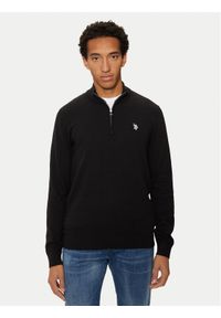 U.S. Polo Assn. Sweter MUP2963 Czarny Regular Fit. Typ kołnierza: polo. Kolor: czarny. Materiał: bawełna