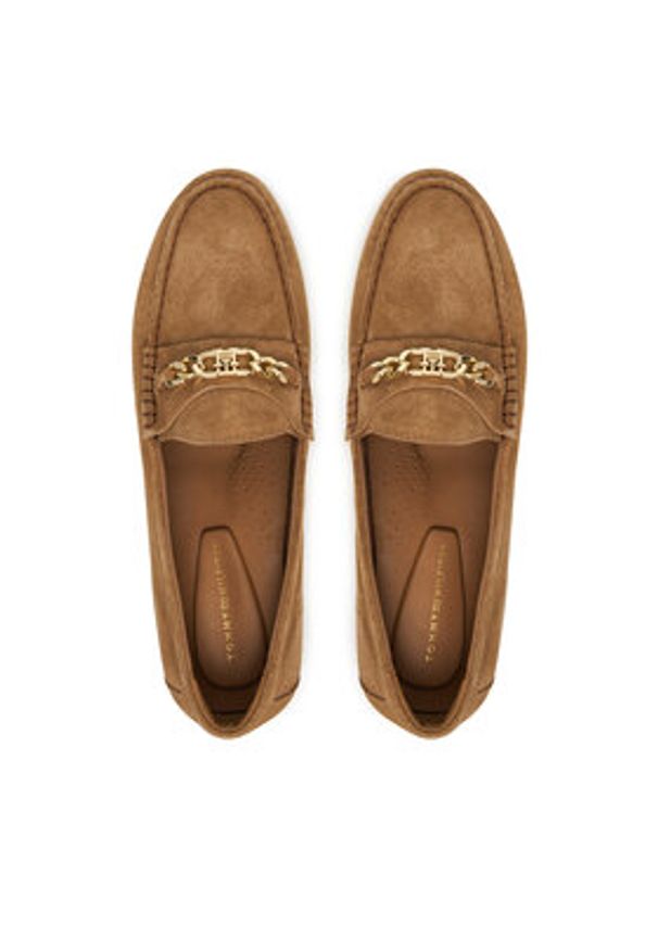 TOMMY HILFIGER - Tommy Hilfiger Mokasyny Th Chain Suede Loafer FW0FW09327 Brązowy. Kolor: brązowy. Materiał: skóra, zamsz