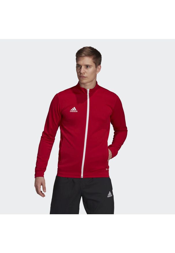 Adidas - Entrada 22 Track Jacket. Kolor: czerwony. Materiał: poliester, materiał. Sport: piłka nożna