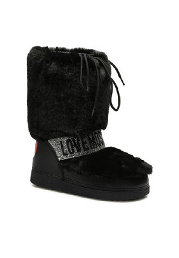 Love Moschino - LOVE MOSCHINO Śniegowce JA24222G0HJW0000 Czarny. Kolor: czarny. Materiał: skóra