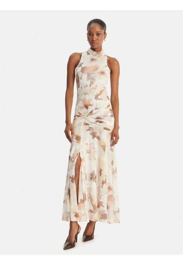 BARDOT - Bardot Sukienka wieczorowa Leanna 60373DB1 Écru Slim Fit. Materiał: syntetyk. Styl: wizytowy