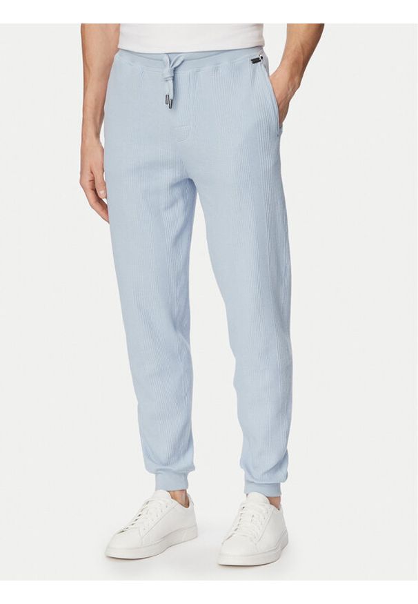 BOSS Spodnie dresowe Structure 50540577 Niebieski jasny Regular Fit. Kolor: niebieski. Materiał: syntetyk