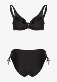 Born2be - Czarne Bikini Biustonosz z Marszczeniem i Majtki Figi ze Ściągaczami Sarimine. Kolekcja: plus size. Kolor: czarny. Materiał: jeans #3
