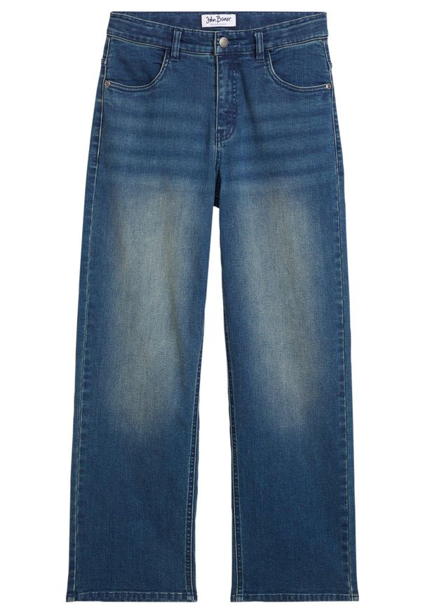 bonprix - Dżinsy loose fit z regulowaną talią, prosta nogawka. Kolor: niebieski