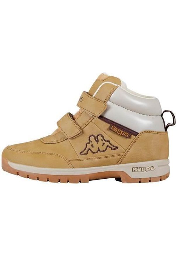 Buty do chodzenia dla dzieci Kappa Bright Mid K. Wysokość cholewki: za kostkę. Zapięcie: rzepy. Kolor: żółty. Materiał: materiał, syntetyk, tkanina. Szerokość cholewki: normalna. Sport: turystyka piesza