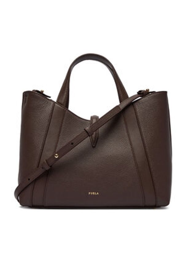 Furla Torebka Goccia Shopper Bag S WB01789 BX3353 KH 2460S Brązowy. Kolor: brązowy. Materiał: skórzane