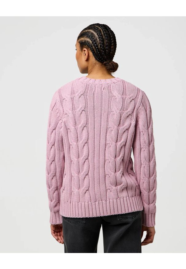 Wrangler - DAMSKI SWETER WRANGLER CABLE KNIT CREW KEEPSAKE LILAC 112370799