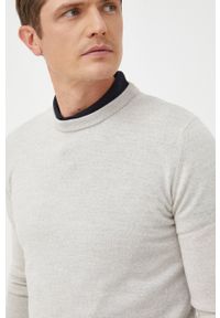 Scotch & Soda sweter wełniany męski kolor beżowy lekki. Okazja: na co dzień. Kolor: beżowy. Materiał: wełna. Styl: casual #6
