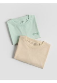 Reserved - Bawełniany t-shirt 2 pack - jasnoturkusowy. Kolor: turkusowy. Materiał: bawełna