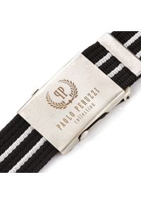 Pasek parciany PAOLO PERUZZI PW-03-105 CM czarny z białymi przeszyciamy. Kolor: czarny, wielokolorowy, biały. Materiał: materiał. Wzór: paski #1