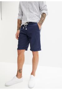 bonprix - Bermudy z przewiewnej mieszanki lnu, regular fit. Kolor: niebieski. Materiał: len, materiał #1