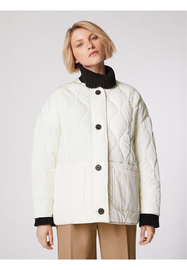 Simple Kurtka przejściowa KUD008 Biały Relaxed Fit. Kolor: biały. Materiał: bawełna