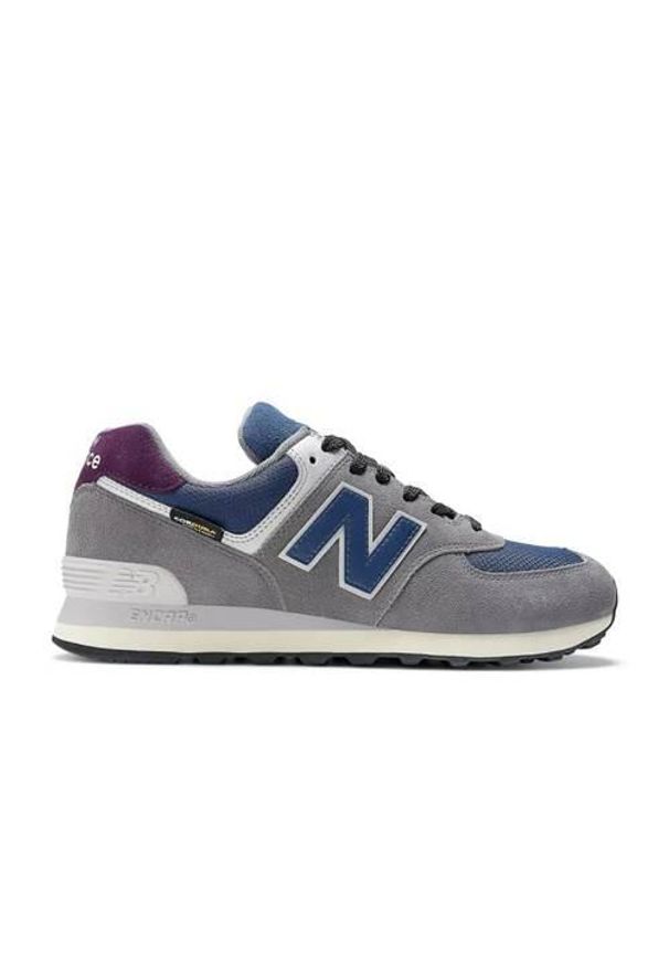 Buty do chodzenia męskie New Balance U574KGN. Zapięcie: sznurówki. Kolor: szary. Materiał: syntetyk, materiał, skóra, tkanina. Szerokość cholewki: normalna. Model: New Balance 574. Sport: turystyka piesza