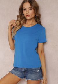 Renee - Niebieski Bawełniany T-shirt Melinthe. Okazja: na co dzień. Kolor: niebieski. Materiał: bawełna. Długość rękawa: krótki rękaw. Długość: krótkie. Styl: casual #5