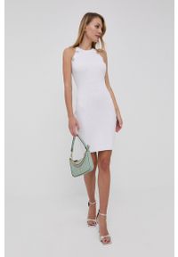 Silvian Heach sukienka kolor biały mini dopasowana. Kolor: biały. Materiał: materiał, dzianina. Długość rękawa: na ramiączkach. Wzór: gładki. Typ sukienki: dopasowane. Długość: mini #4