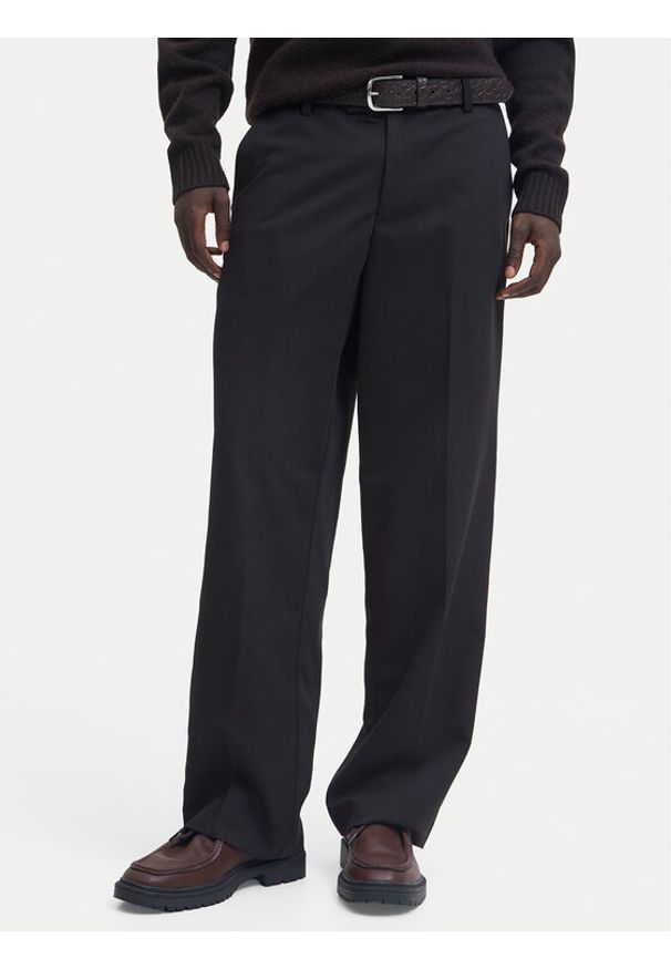 Jack & Jones Chinosy Bill 12293368 Czarny Wide Leg. Kolor: czarny. Materiał: syntetyk