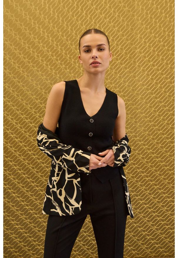 MOODO - Dzianinowa kamizelka czarny. Kolor: czarny. Materiał: dzianina