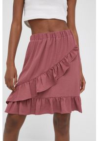 only - Only spódnica kolor różowy mini rozkloszowana. Kolor: różowy. Materiał: tkanina