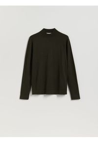 Reserved - Sweter z wiskozą - ciemnozielony. Kolor: zielony. Materiał: wiskoza