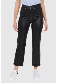 7 FOR ALL MANKIND Czarne błyszczące spodnie damskie Logan Stovepipe Supshicoa, Rozmiar 29. Kolor: czarny