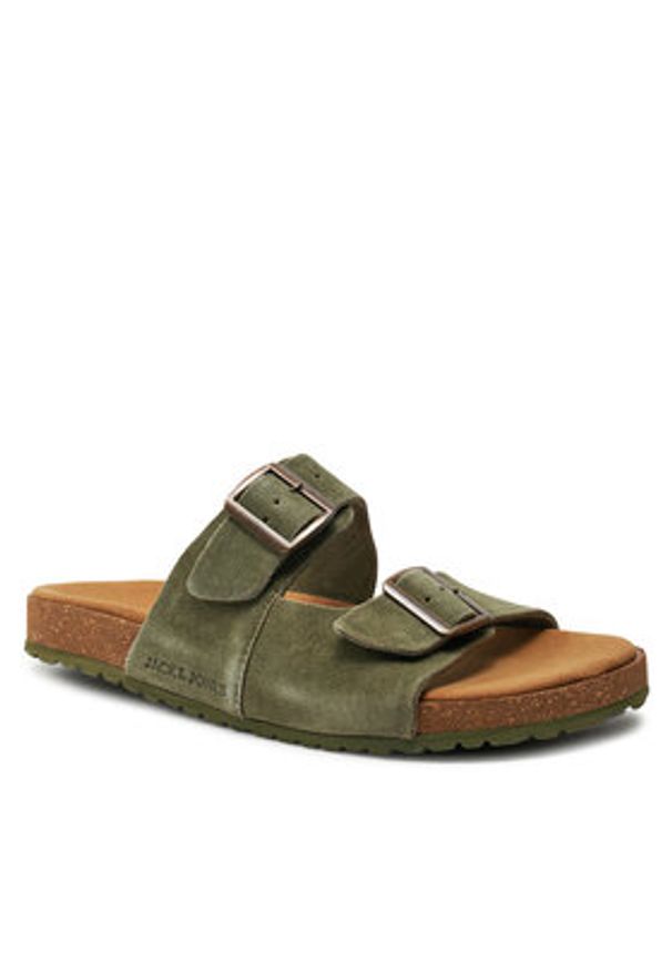 Jack & Jones - Jack&Jones Klapki Louis 12231428 Khaki. Kolor: brązowy. Materiał: skóra