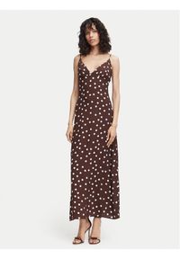 Vero Moda Sukienka letnia Elisa 10350647 Brązowy ciemny Regular Fit. Kolor: brązowy. Materiał: wiskoza. Sezon: lato #1