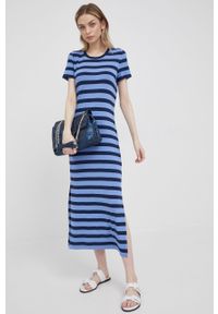 Lauren Ralph Lauren sukienka kolor granatowy maxi dopasowana. Kolor: niebieski. Materiał: dzianina. Typ sukienki: dopasowane. Długość: maxi