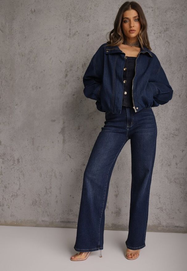 Renee - Niebieskie Szerokie Jeansy z Bawełny Vimelsnis. Okazja: na co dzień. Kolor: niebieski. Styl: casual
