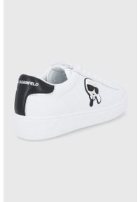Karl Lagerfeld buty skórzane KUPSOLE III kolor biały. Nosek buta: okrągły. Zapięcie: sznurówki. Kolor: biały. Materiał: skóra. Obcas: na obcasie. Wysokość obcasa: niski