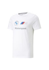 T-shirt z krótkim rękawem męski Puma BMW MMS ESS LOGO. Kolor: biały. Materiał: poliester, bawełna. Długość rękawa: krótki rękaw. Długość: krótkie. Sport: fitness