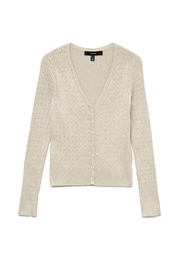 Vero Moda Kardigan Silje 10340553 Beżowy Regular Fit. Kolor: beżowy. Materiał: wiskoza