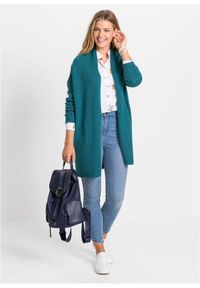 bonprix - Długi sweter bez zapięcia. Kolor: niebieski. Długość: długie #3