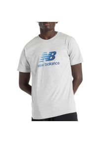 Koszulka męska New Balance MT51503AG - szara. Kolor: szary. Materiał: bawełna. Długość rękawa: krótki rękaw. Długość: krótkie
