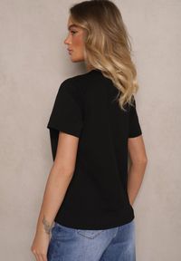 Renee - Czarny T-shirt z Bawełny z Napisem Nalothra. Okazja: na co dzień, na spacer. Kolor: czarny. Materiał: bawełna. Wzór: napisy. Styl: klasyczny, casual, elegancki