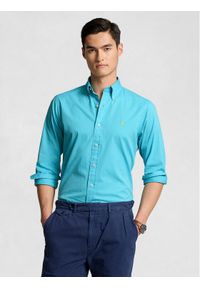 Polo Ralph Lauren Koszula 710937994005 Błękitny Slim Fit. Typ kołnierza: polo. Kolor: niebieski. Materiał: bawełna
