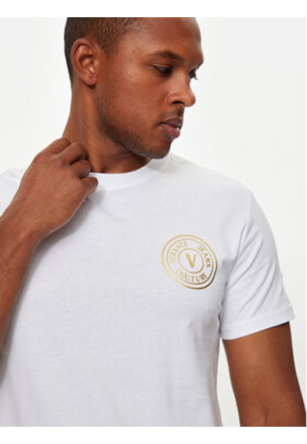 Versace Jeans Couture T-Shirt 77GAHT00 Biały Slim Fit. Kolor: biały. Materiał: bawełna