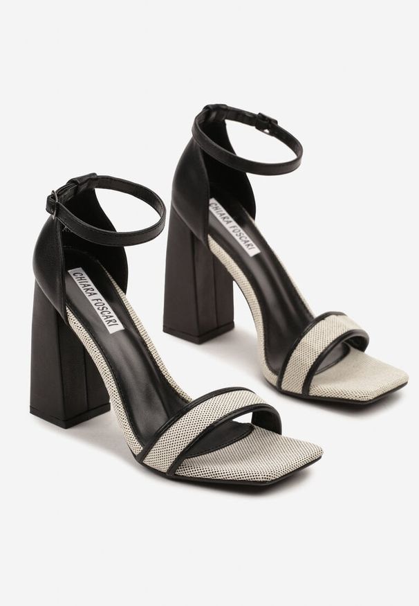 Born2be - Czarne Sandały na Obcasie w Klasycznym Stylu Odirisse. Okazja: na co dzień. Zapięcie: sprzączka. Kolor: czarny. Materiał: jeans. Obcas: na obcasie. Styl: klasyczny. Wysokość obcasa: średni