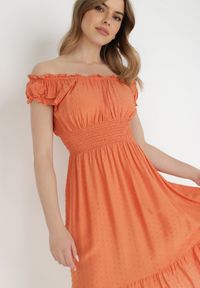 Born2be - Pomarańczowa Sukienka Chloromene. Kolor: pomarańczowy. Materiał: tkanina, wiskoza. Sezon: wiosna, lato. Długość: midi #5