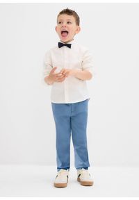 bonprix - Bawełniane spodnie z gumką w talii regular fit, prosta nogawka. Kolor: niebieski. Materiał: bawełna #3