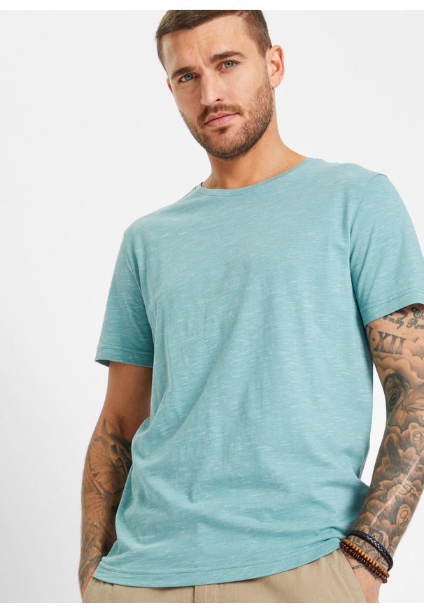 bonprix - T-shirt. Kolor: niebieski. Styl: elegancki
