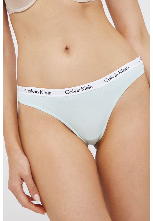 Calvin Klein Underwear - Stringi (3-PACK). Kolor: niebieski