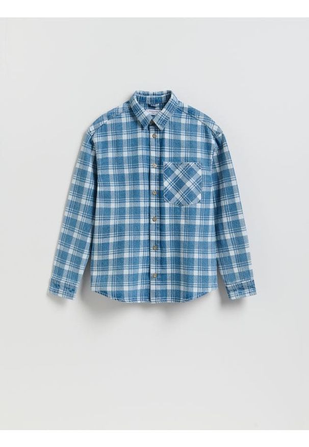 Reserved - Jeansowa kurtka koszulowa - niebieski. Kolor: niebieski. Materiał: jeans