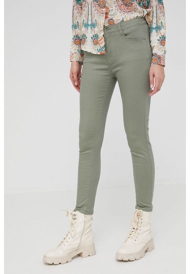 Answear Lab jeansy Push-Up damskie kolor zielony medium waist. Kolor: zielony. Styl: wakacyjny