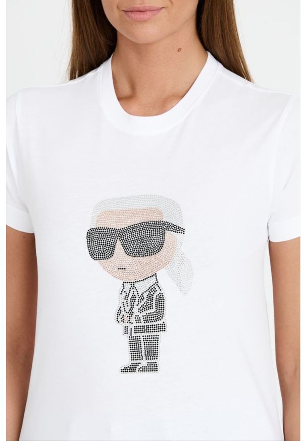 Karl Lagerfeld - KARL LAGERFELD Biały damski t-shirt Ikonik 2.0, Rozmiar S. Kolor: biały